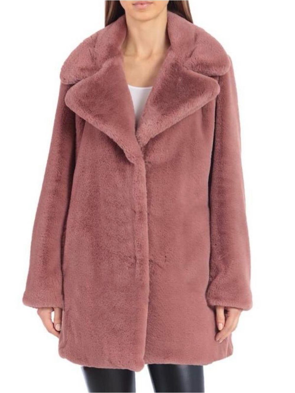 Avec Les Filles Faux Fur Rose Mauve  Plush Coat Large